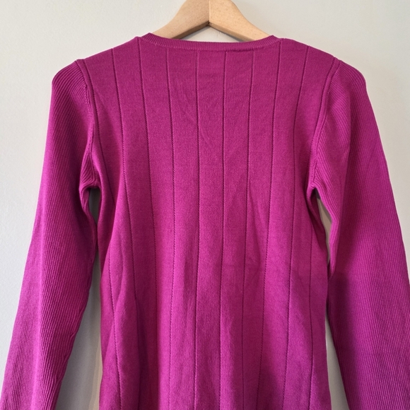 Adolfo Domínguez Magenta Ribbed Knit Sweater Women’s Small Long Sleeve Crew Neck - Picture 10 of 13